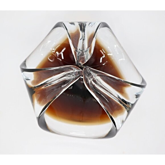 Vintage Chalet Glass Basket Brown & Clear Mid Century Modern Contemporary Canada - Picture 2 of 6